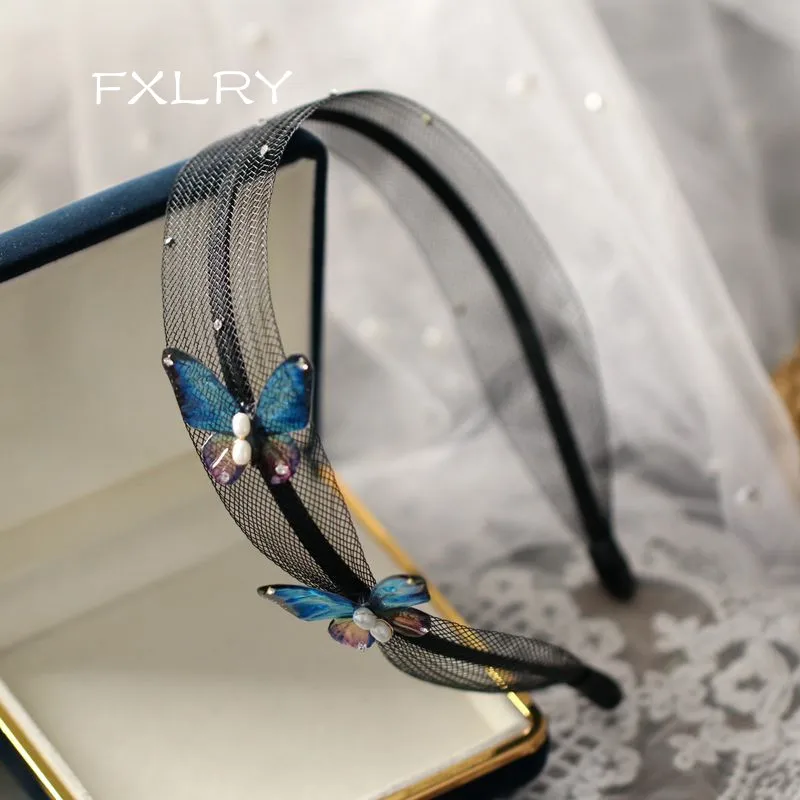 

FXLRY ручной работы пресноводного жемчуга Винтаж прессованная сачок оголовье из пряжи, Vintage пресс обруч для волос, заколка для волос Женская м...