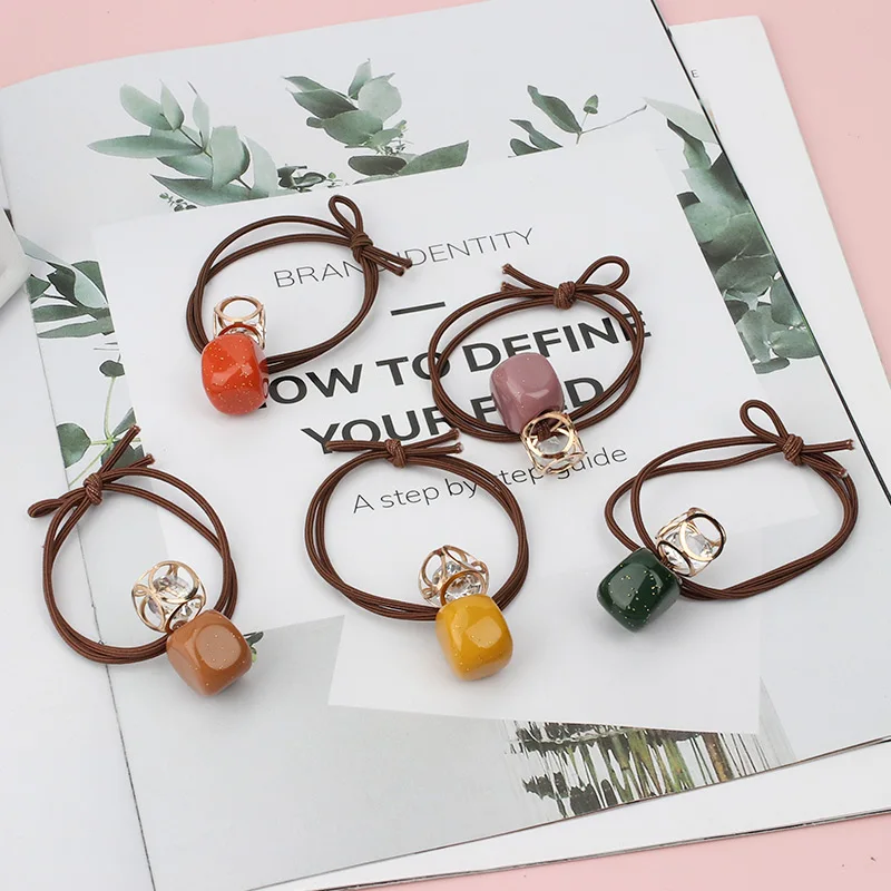 

Женские аксессуары для волос, Квадратные бусины, искусственный держатель, резинки для волос, эластичные повязки для волос для девочек, модн...