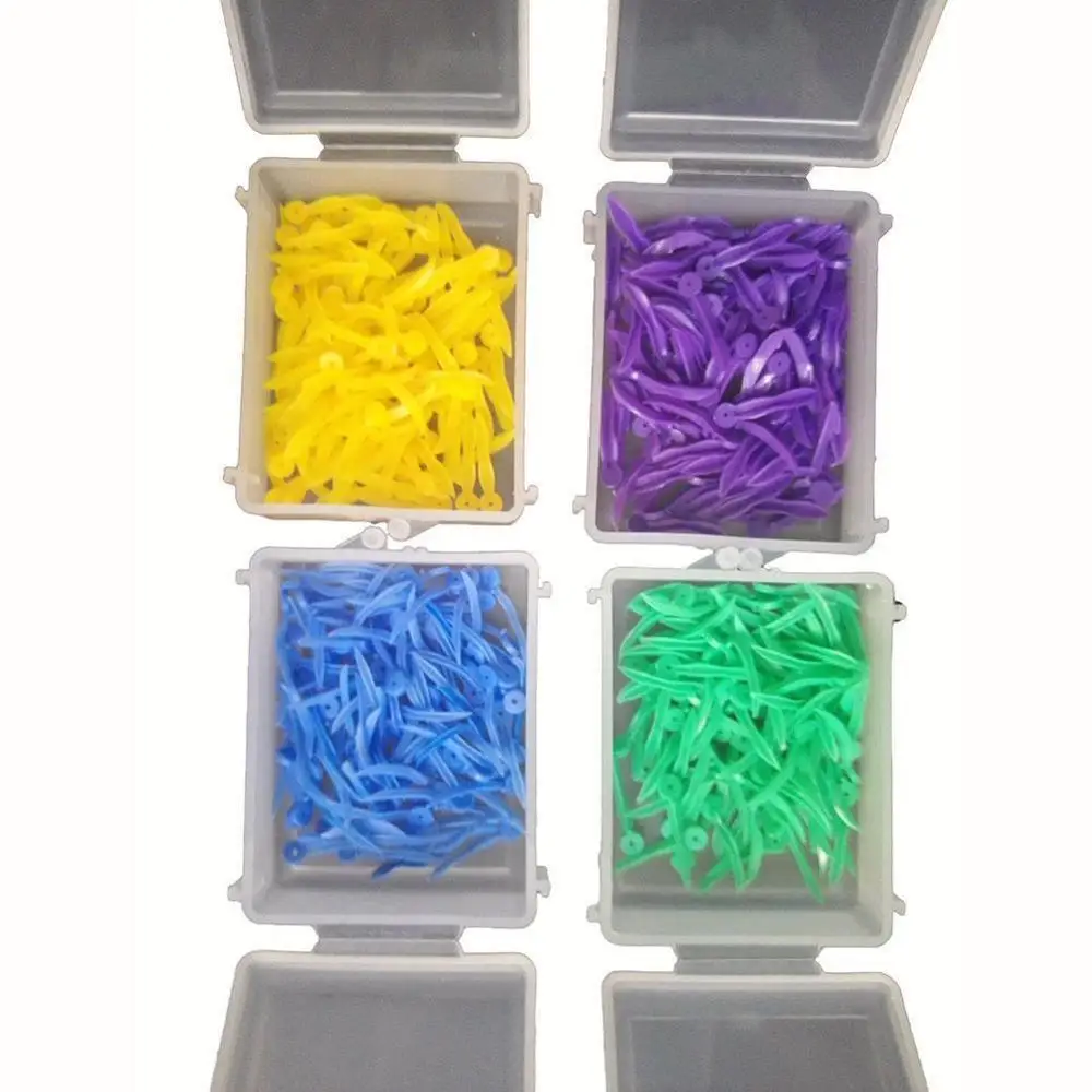 

OSLDENT 100 Pcs Dental Disposable Plastic Wedge With Holes Round Stern 4 Sizes L M S XS Wave Poly-Wedge