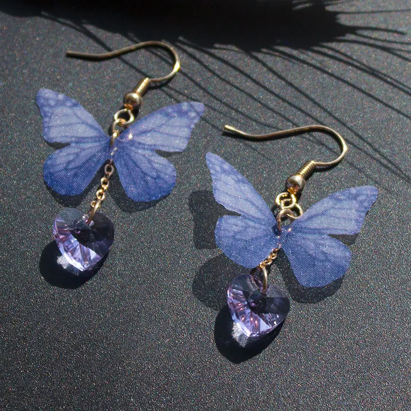 

New fashion Fancy Stone Bridal Dangle Earrings Butterfly Crystal Zirconia Jewelry For Women