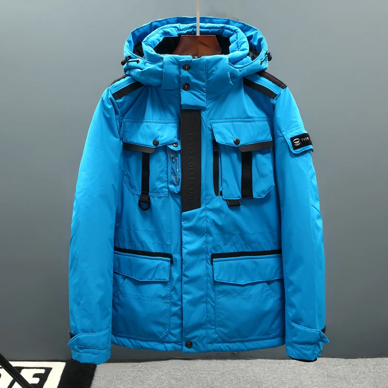 Мужская белая камуфляжная куртка на утином пуху водонепроницаемая парка с