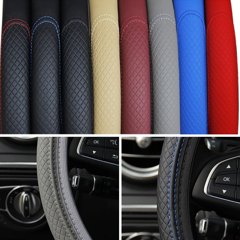 Оплетка для руля 37-38 см кожаный чехол рулевого колеса автомобиля Lada BMW E90 Peugeot 206 Ford