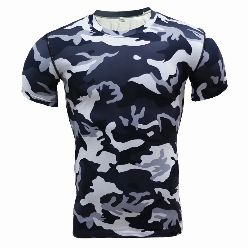 

Summer Camouflage Running T-shirts fitness Sweat-Absorbent Breathable Quick-dry Outdoor Men Tights Sports Short Sleeves fitness