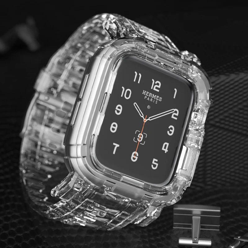 Чехол и ремешок для Apple Watch Band 42 мм 38 мягкий силиконовый прозрачный браслет iWatch series