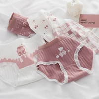 cotton womens underwear panties lovely girl comfort briefs middle waist seamless thread underpants female lingerie