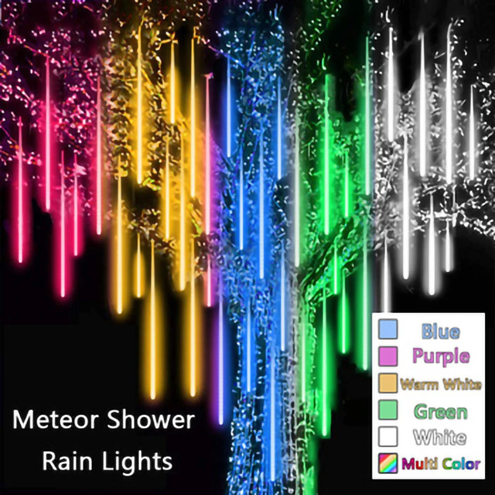 

8 Tubes LED Fairy Lights Intelligent Night Light Corridor Meteor Shower Waterproof Bathroom for Garden Street Decoration