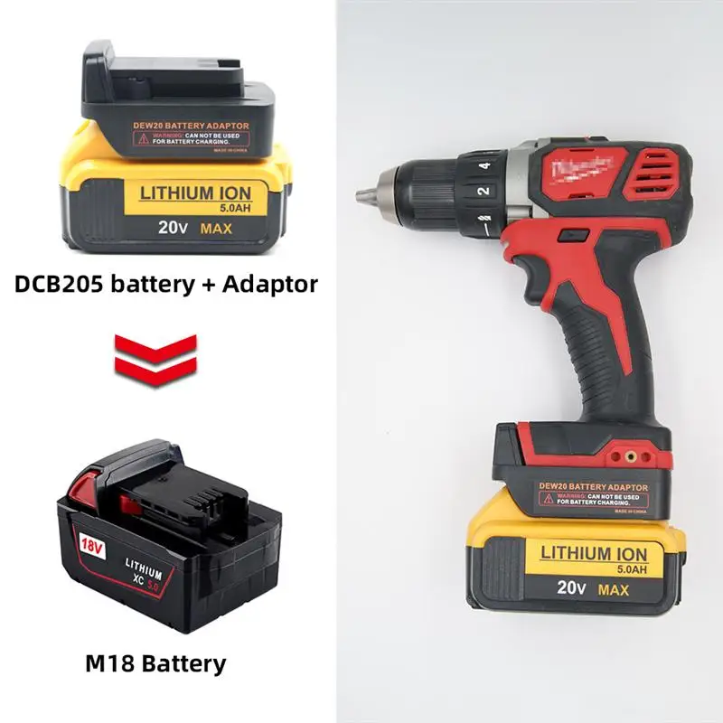 

Battery Converter Adapter for Dewalt 18V/20V MAX DCB205 DCB200 DCB182 DCB184 Series Li-ion battery For Milwaukee M18 18V Adapter