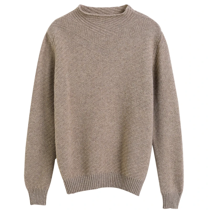 

Winter round neck cashmere sweater women thick 100% pure wool diamond pullover large size short base shirt loose and warm