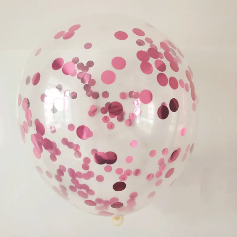 Pink Confetti 5/10 шт. 12 дюймов ясно из розового золота Круглый Звездный конфетти воздушных шаров из латекса, на свадьбу, день рождения, Рождество, в форме сердца конфетти гелиевые шары Декор - Цвет: Pink Confetti