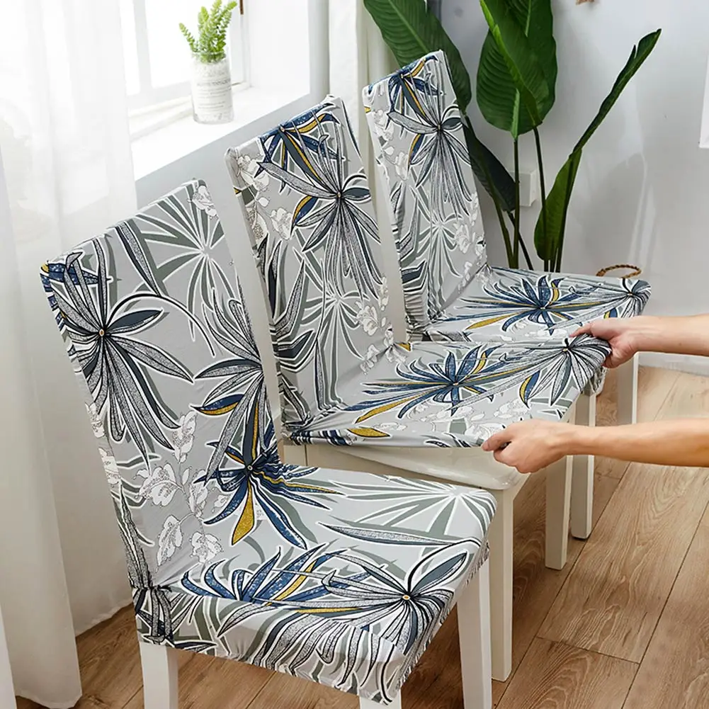 Чехол для обеденного стула Papa & Mima из спандекса с принтом растягивающийся чехол