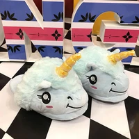 fashion 2021 new winter slippers plush home shoes women unicorn slippers animals slippers for grown cartoon fur unisex slippers