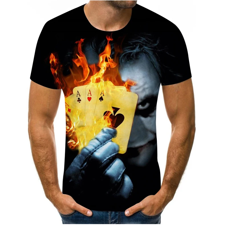

3D printing men's and women's short-sleeved outdoor casual daily movie role clown summer 3D loose and comfortable O-neck T-shirt