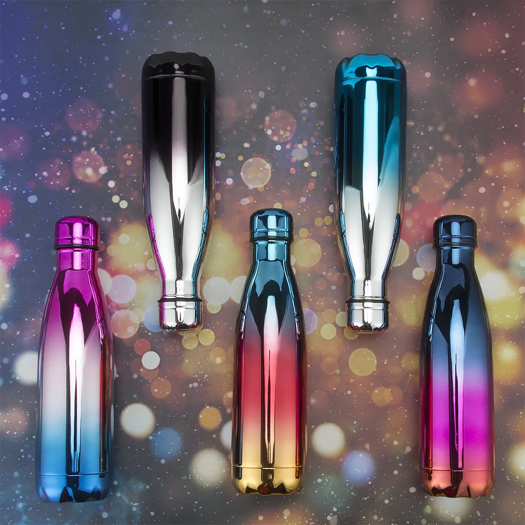 

Originality Electroplate Gradual Change Color Cola stainless steel water bottles drink Bottle Vacuum Cup Gift Motion Cup bottles