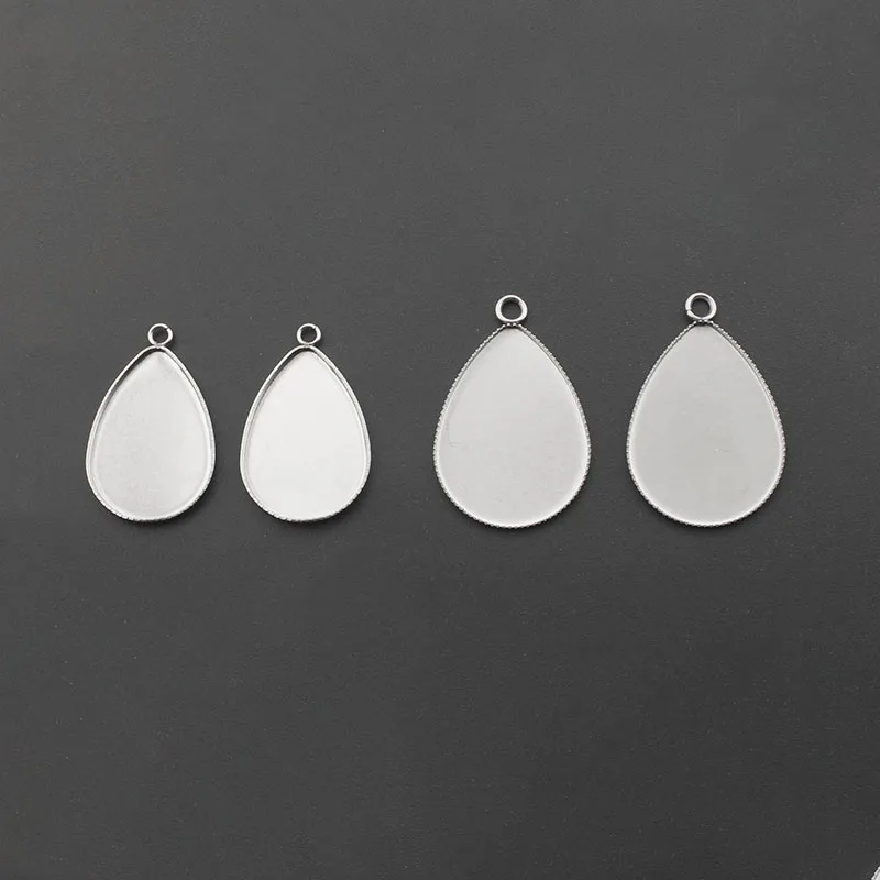 

10Pcs/set Stainless Steel Oval Water Drop Charms Pendant Tray Diy Women Jewelry Making Handmade Neckalce Earring Base Setting