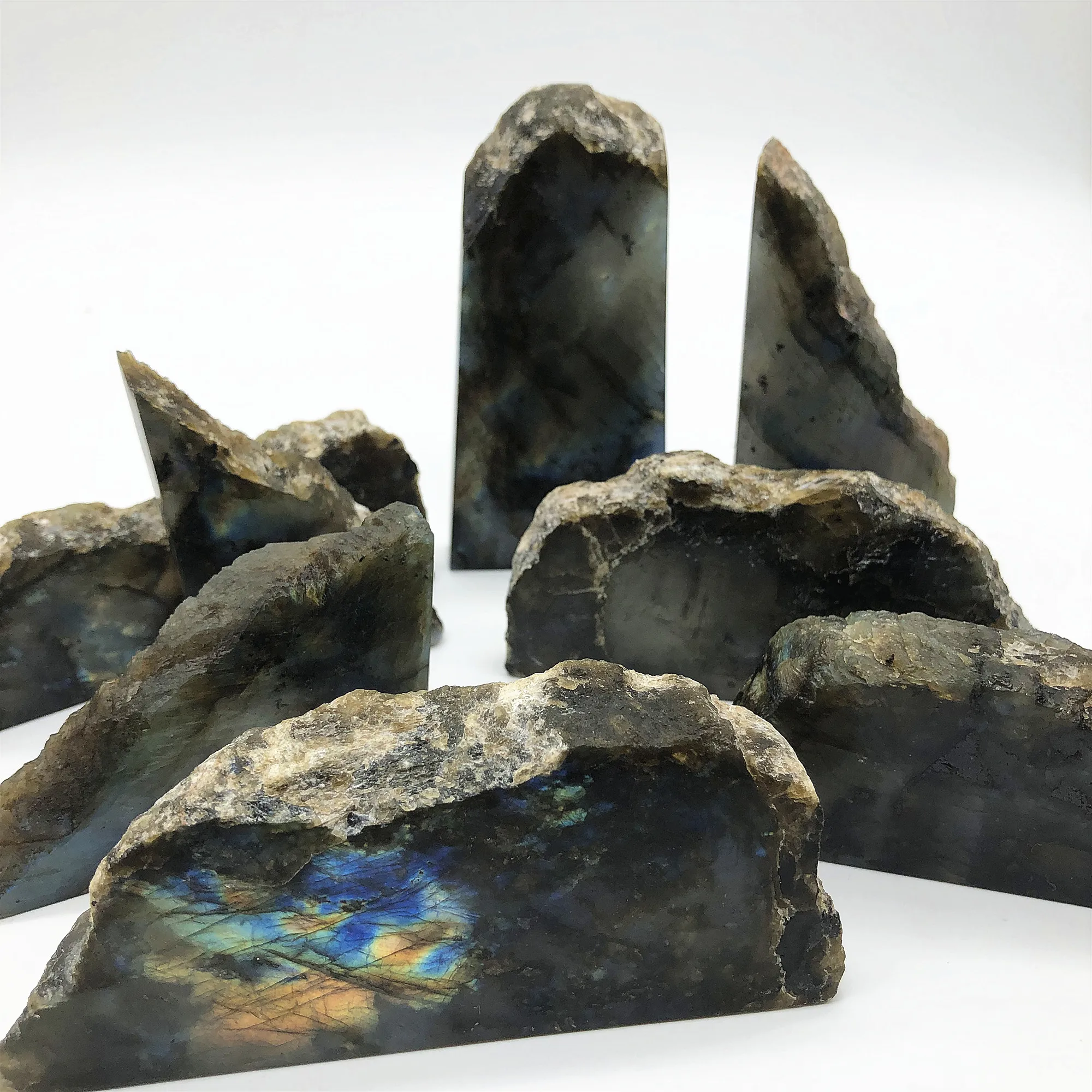 Натуральный Лабрадорит полуполировка Хрустальный лунный камень вспышка пол