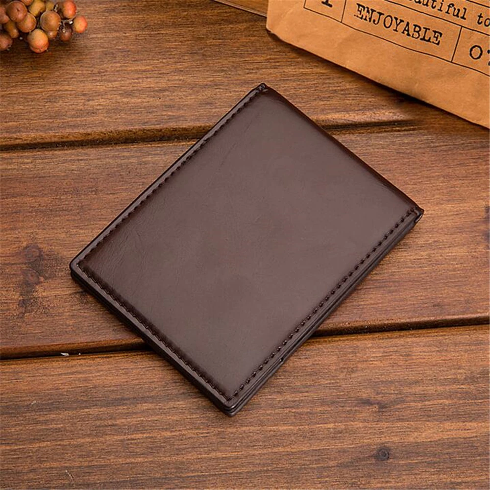 Минималистичный мужской короткий кошелек сумка для кредитных карт кожаный