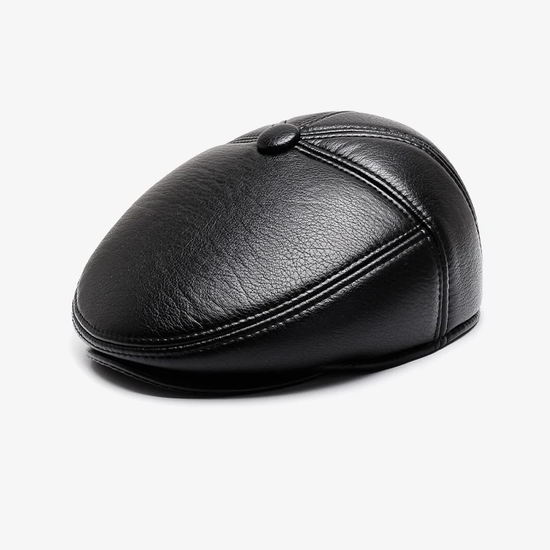 Кожаная кепка газетчика мужская Кепка с козырьком зимняя Осенняя теплая шапка