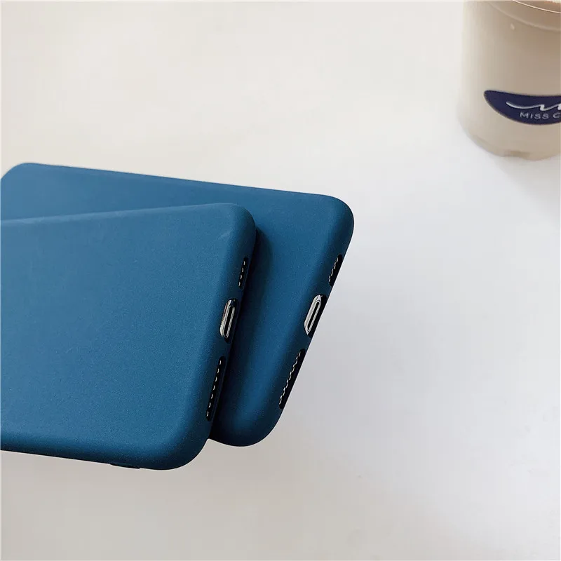 Матовый чехол темно-синего цвета с песочным камнем для Samsung Galaxy S10 S9 S8 Plus Note 5 8 9