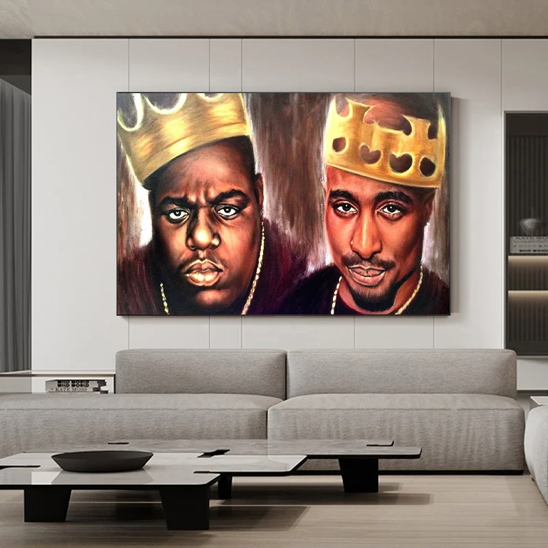 

2Pac Tupac Shakur with Crown Canvas Painting Famous Rapper Poster and Print Character Wall Art Picture Living Room Home Decor