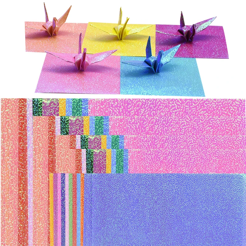 100pcs Origami Square Paper Double Sided Folding Lucky Wish Paper Crane Craft DIY Colorful Scrapbooking 8x8/10x10/12x12/15x15cm