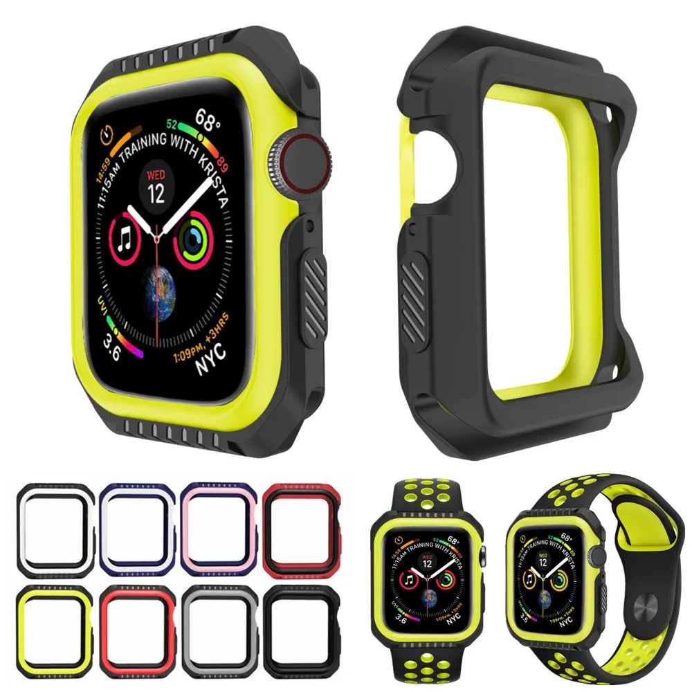 Жесткий защитный чехол из силикона и поликарбоната для Apple Watch 5, 4, 40 мм, 44 мм, защитный чехол-бампер для iWatch Band Series 3, 2, 1, 38 мм, 42 мм