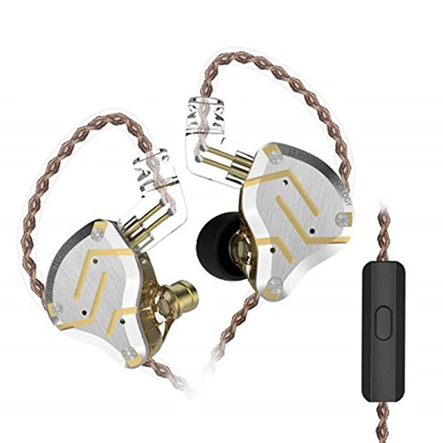 glare gold mic KZ ZS10 PRO 1DD 4BA HIFI металлическая гарнитура, гибридные наушники в ухо, спортивные наушники с шумоподавлением - Цвет: glare gold mic