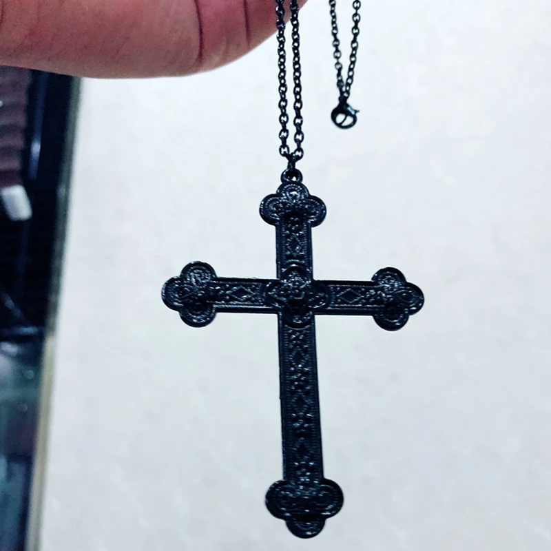 

Black Cross Pendant Necklace, Fashion Christian Cross Pendant Necklace for Men and Women
