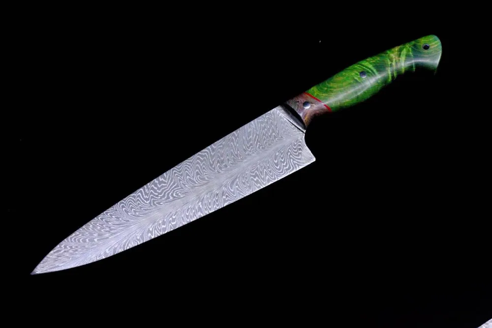 Дамасский нож, кухонные поварские ножи, стабильная деревянная ручка, острый кухонный нож, нож для мяса