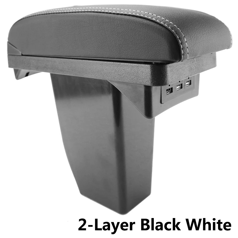 2-Layer Black White Xukey центральный подлокотник для peugeot 2008 консоль Центр черный ящик для хранения автомобиль Стайлинг коробка пепельница модификация - Название цвета: 2-Layer Black White