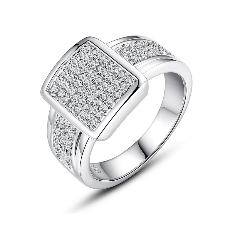 

Classical Luxurious Couple Ring Shining Clear Crystal Silver Color Engagement Wedding Gift For Women
