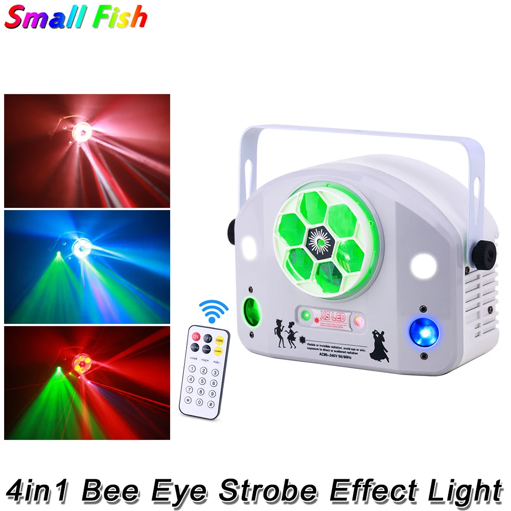 120W 4in1 Bee Eye Strobe With Remote Control Professional Disco Patterns Effect Lights DJ Party Wedding Stage Laser Projector