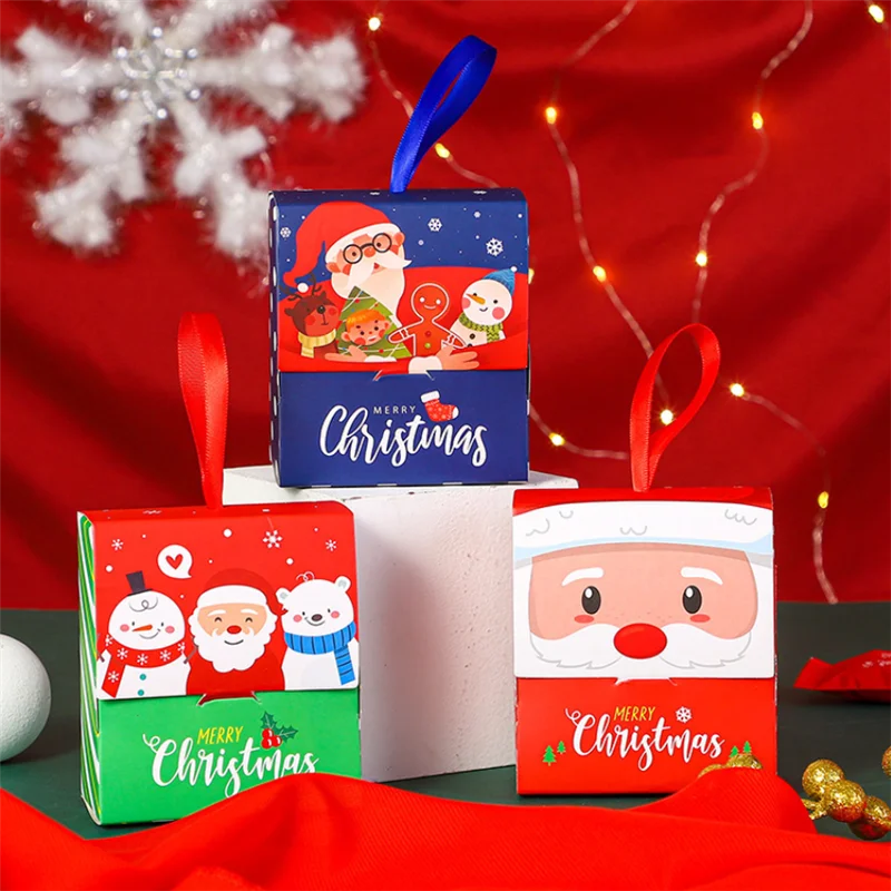

Korea Style Creative Christmas Candy Packaging Box Cartoon Pattern Paper Boxes Christmas Gift Biscuit Snacks Small Paper Box