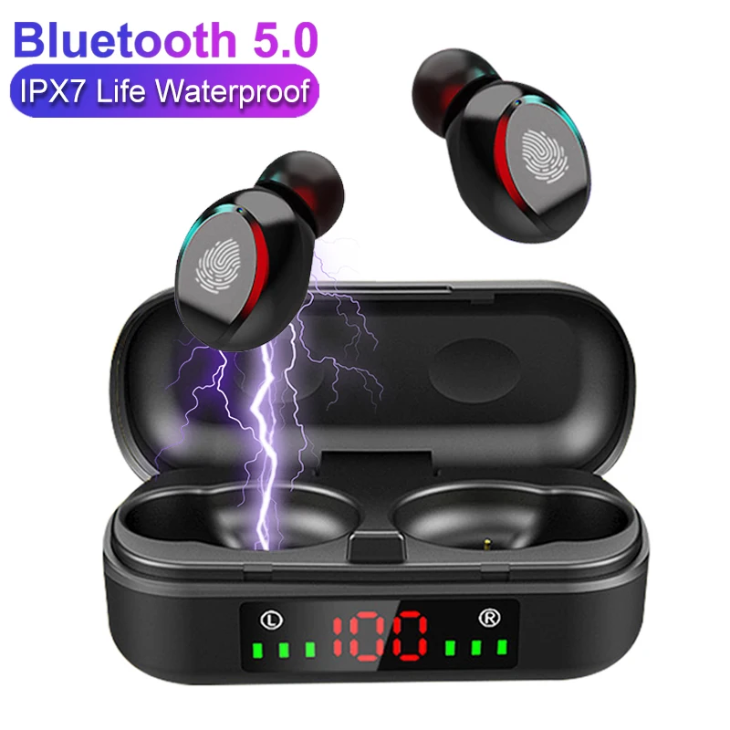 

V8 TWS Wireless Bluetooth 5.0 Earphones Headphones 9D HiFi Stereo Sports Waterproof Earbuds Headset with Mic and Charging Box