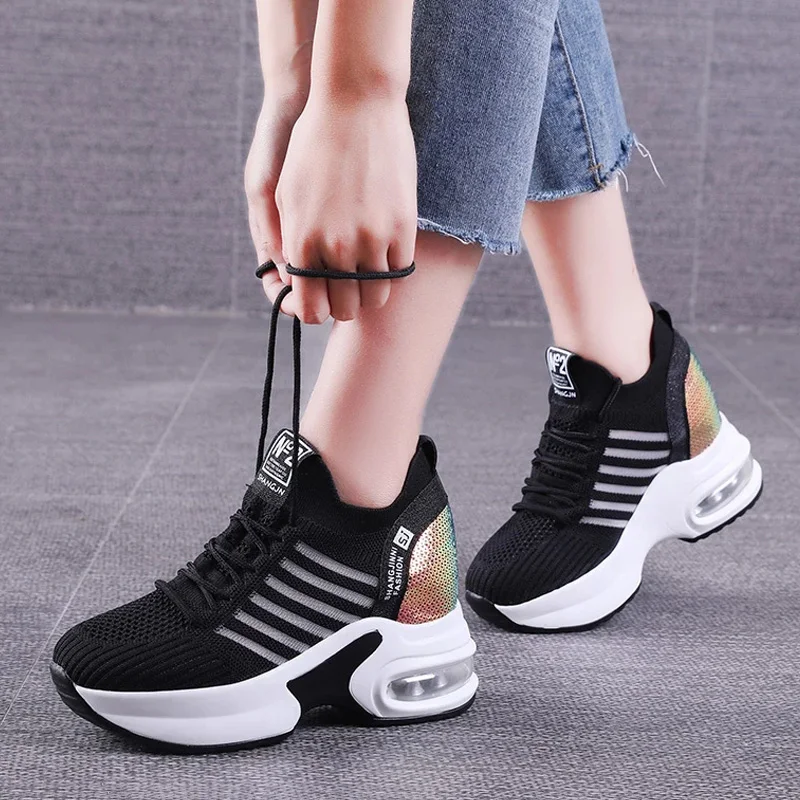 

2021 Fashion Sneakers Women Casual Shoes Tenis Feminino Comfy Ladies Vulcanize Shoes Lace Up Trainers Women Platform Sneakers