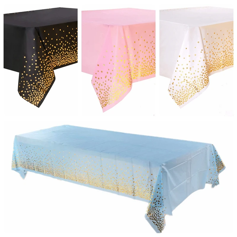 

137*274cm Disposable Gold dot Gilded Tablecloth Rose Gold Plastic Table Cloth Kids Birthday Party Decoration Wedding Baby Shower