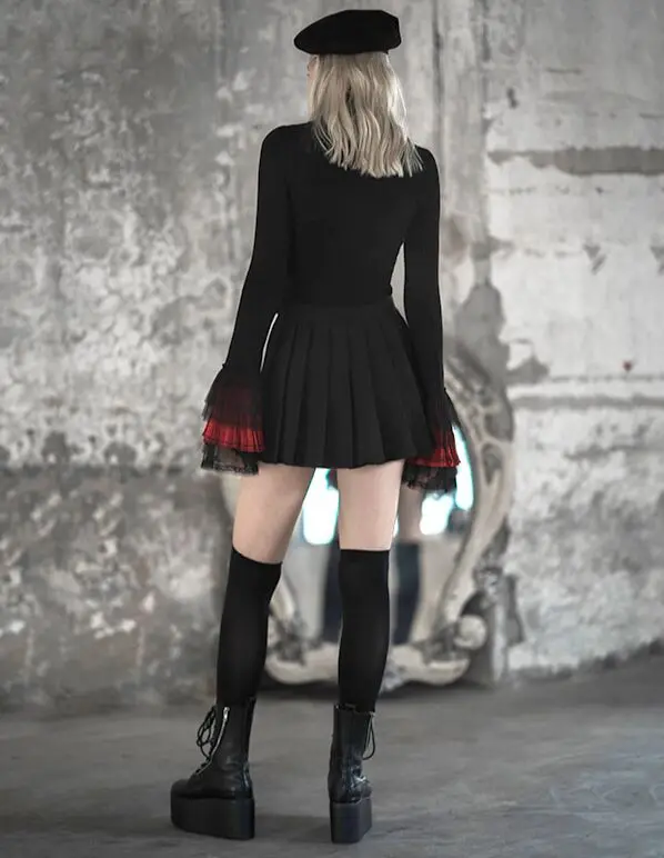 Панк Rave women's Goth Высокая шея тонированные роговые рукава футболки PT 403TC|Футболки|
