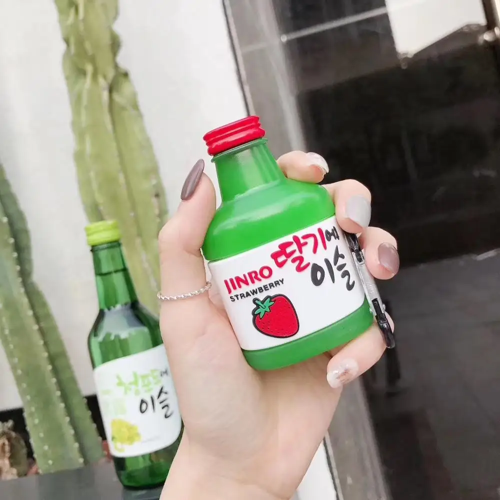 3D чехол Jinro Shochu для AirPods pro Bluetooth наушников Apple Airpods 2 корейский мягкий защитный
