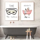 Модный плакат с розовой девушкой Me Time, минималистичный художественный принт, Скандинавская Расслабляющая Картина на холсте, Современная Настенная картина, декор для ванной, дома