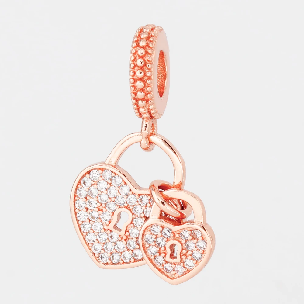 

Authentic 925 Sterling Silver Rose Love Locks Hanging pandora Charms Fit Original Bracelet For Women DIY Jewelry S925 Bead