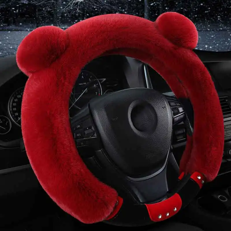 Милый зимний плюшевый чехол рулевого колеса автомобиля для peugeot 106 2008 205 206 207 3008 301
