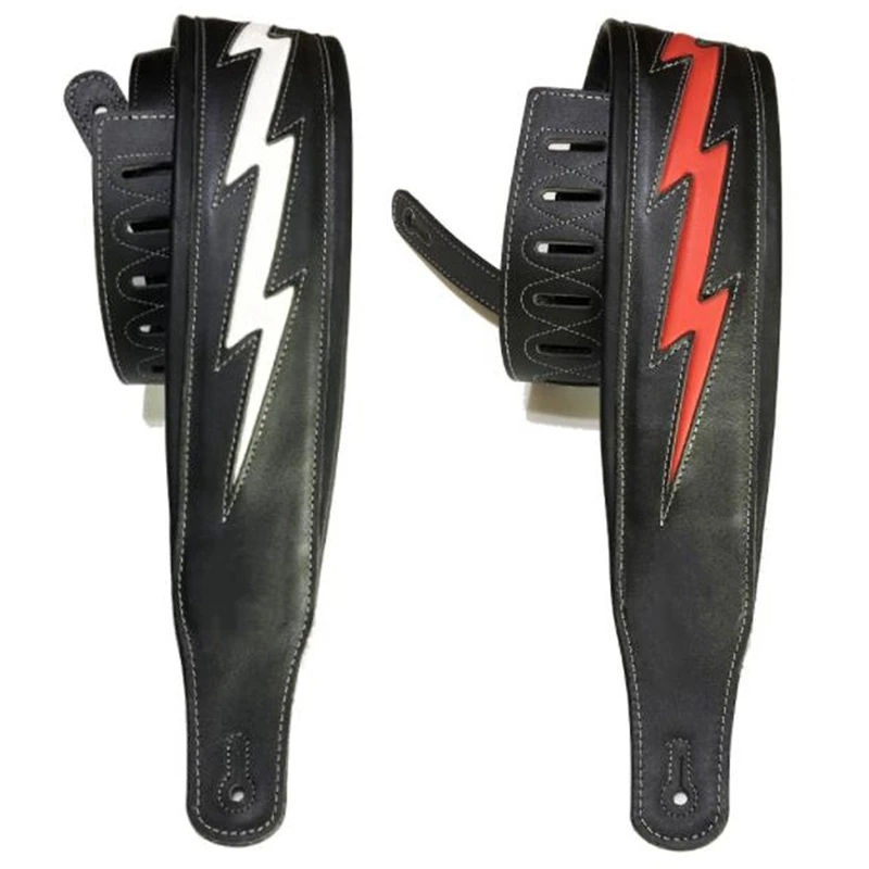 

2PCS PU Leather Guitar Strap Unique Comfortable Acoustic Electric Bass Strap Guitar Accessories,White & Red
