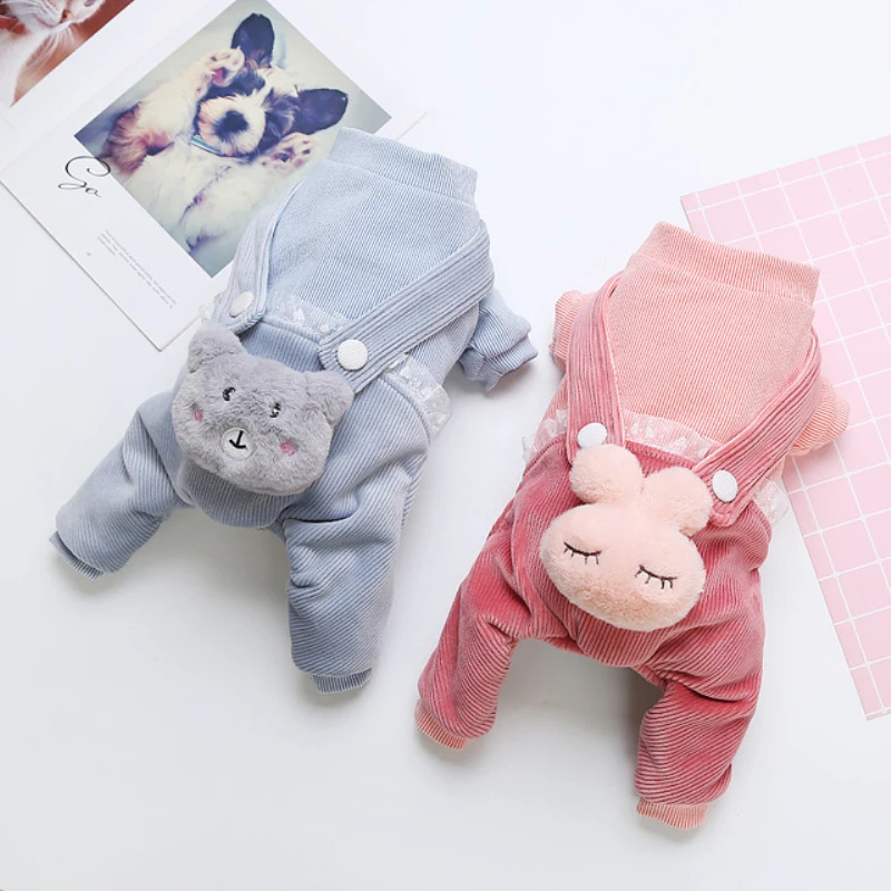 Утолщенная теплая одежда для собак зимняя домашних животных комбинезон милой