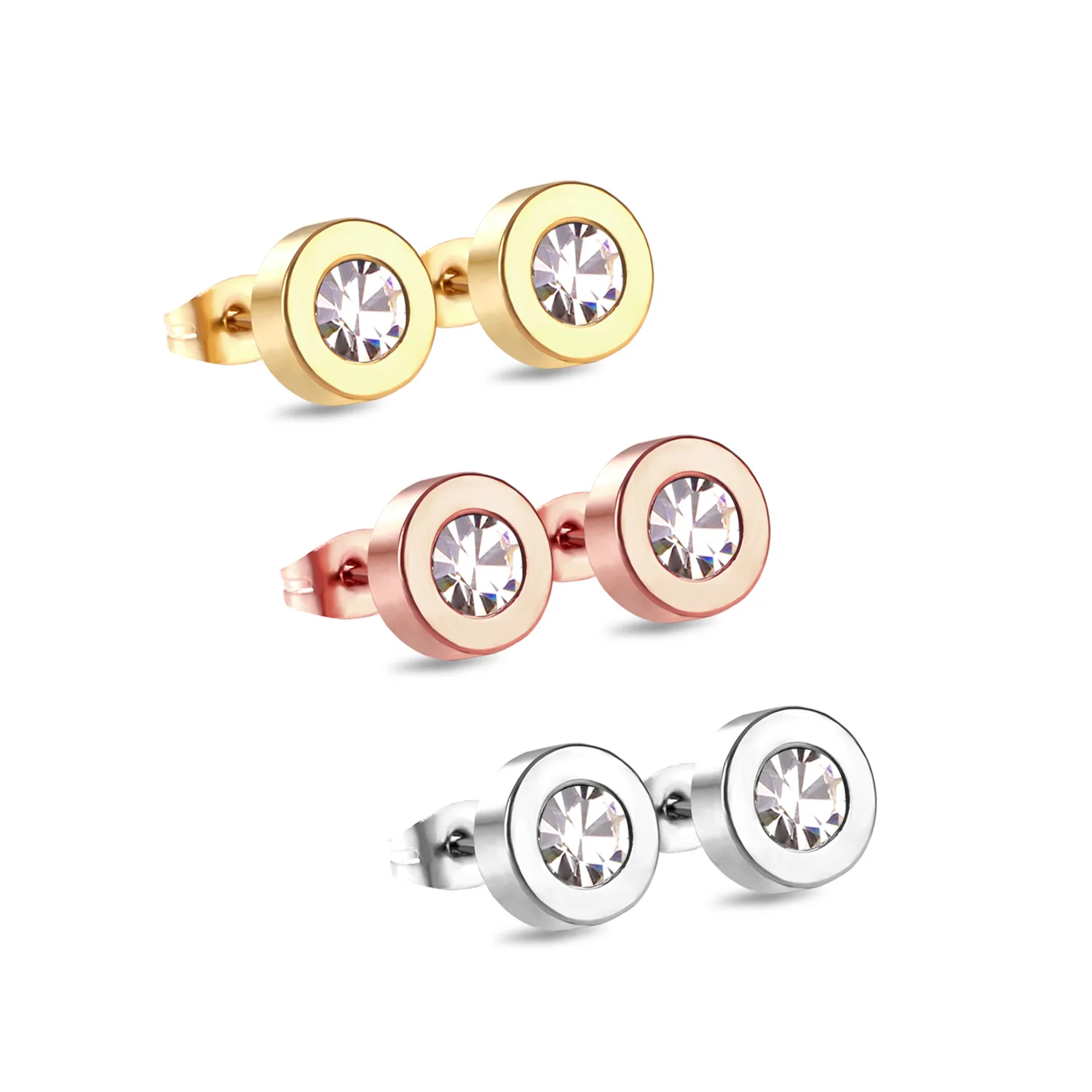 3 пары женские серьги гвоздики из нержавеющей стали|Серьги-гвоздики| |