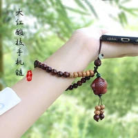 new hand woven chinese style mobile phone lanyard sandalwood bodhi mobile phone chain wrist rope anti lost female jewelry
