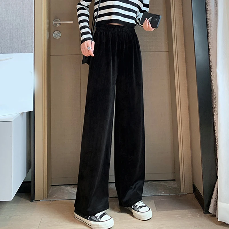 Теплые свободные брюки Sungtin модные однотонные повседневные с широкими штанинами