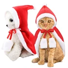 Рождество для домашних животных на новый год костюм пончо, плащ с капюшоном, щенок маленьких собак Санта Клаус плащ ношения в качестве домашней одежды Одежда для детей