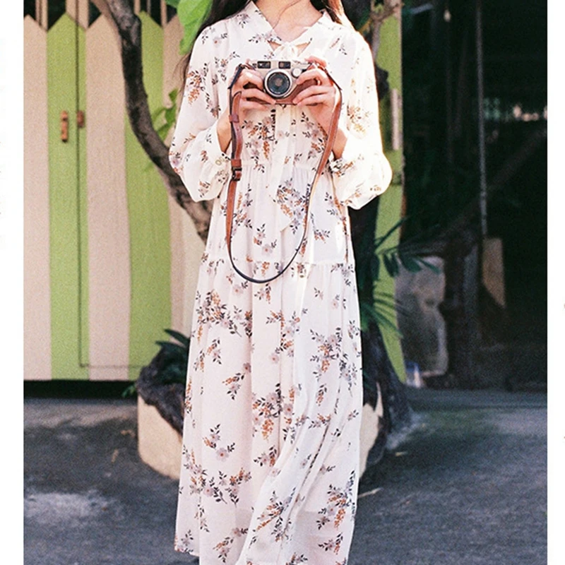 2020 винтажное женское богемное Шифоновое Платье макси с цветочным принтом