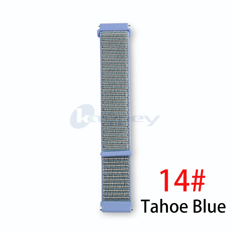 Tahoe Blue 22 мм 20 мм нейлоновый ремешок для Xiaomi Huami Amazfit Bip Pace Stratos 2/2s ремешок на запястье нейлоновая петля ремешок на липучке аксессуары для умных часов - Цвет: Tahoe Blue