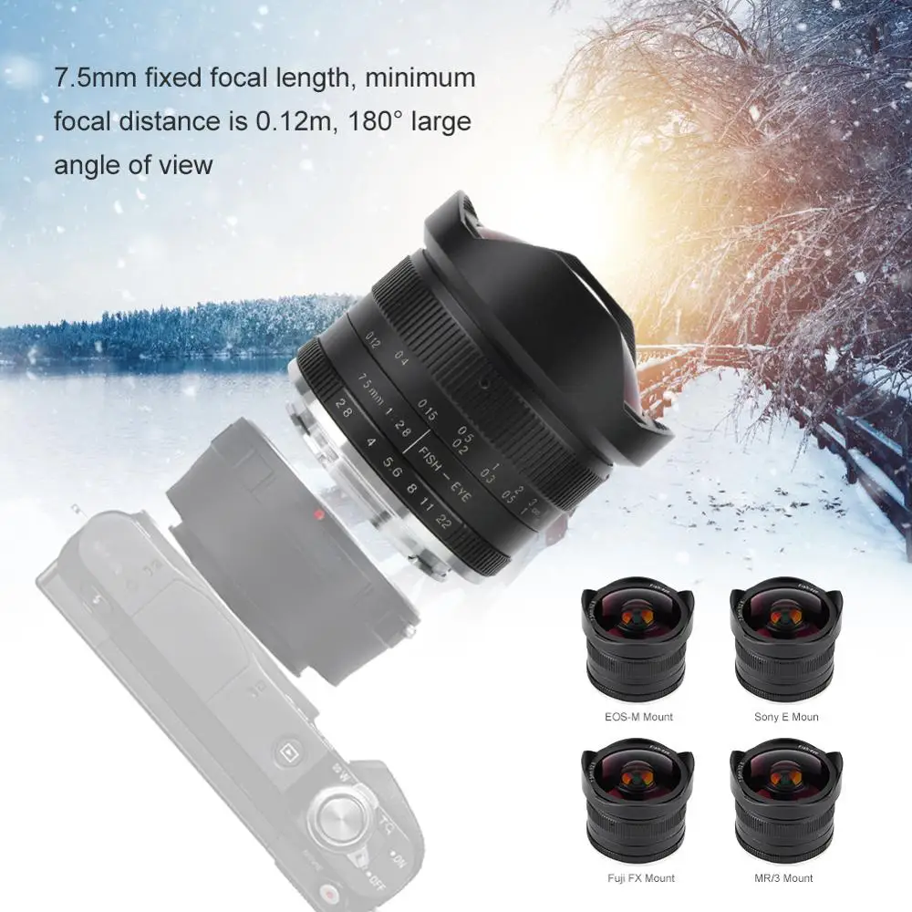 Объектив с фиксированным фокусом 7artisans 7 5 мм f2.8 180 дюйма ручной фиксированный