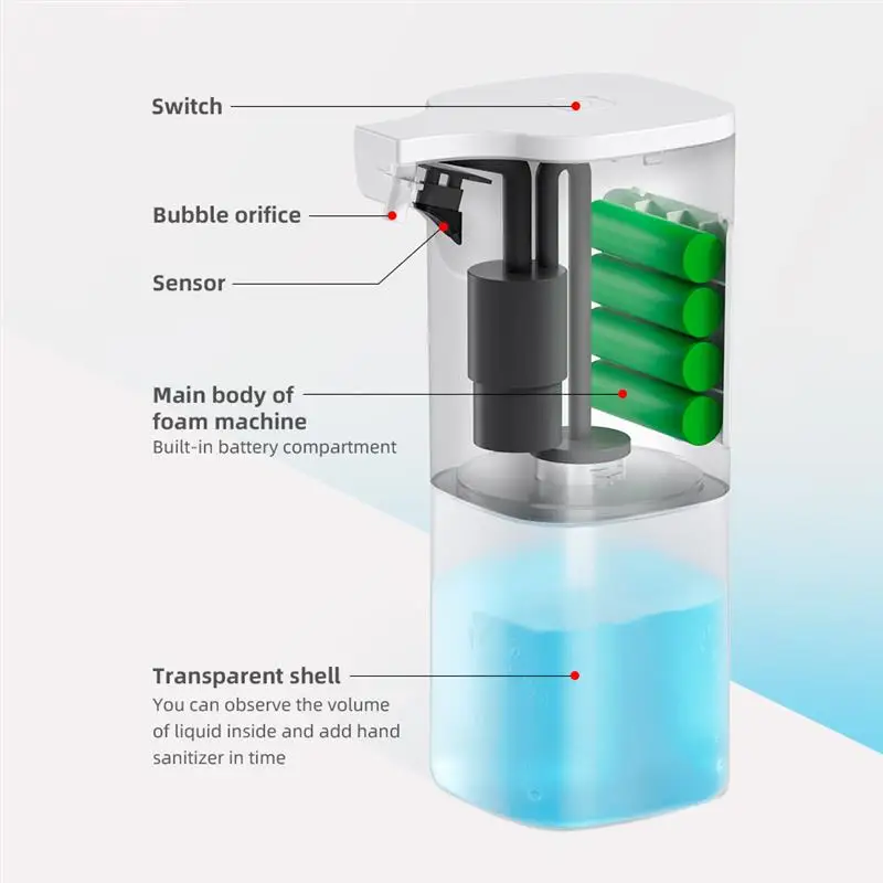 

350ml Automatic Soap Dispenser Infrared Sensor Soap Dispenser Automatic Hand Sanitizer Machine Ultra-Fast Quieter